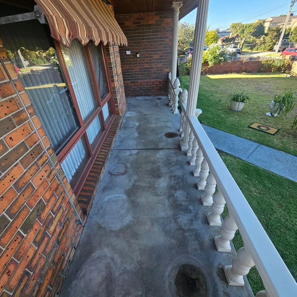 Weathered verandah before resurfacing